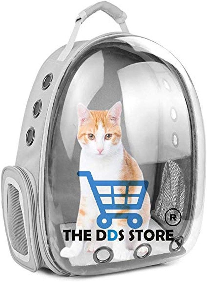 THE DDS STORE حقيبة ظهر شفافة لحمل القطط والجراء من متجر DDS، قابلة للتهوية، مناسبة للسفر (رمادي) - Image 1